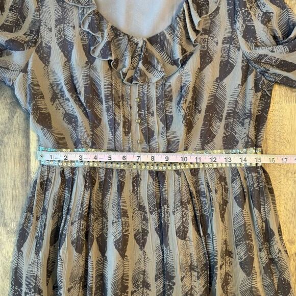 Sundance Dress 100% Silk Feather Boho Bohemian V-Neck Midi Brown Women’s Size 10 - Picture 4 of 6